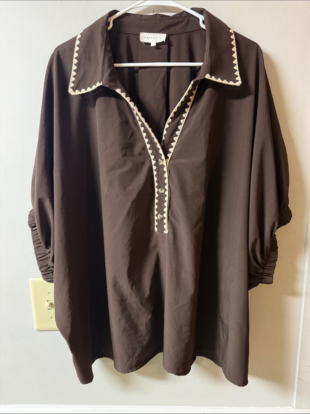 entro Brown Tunic with Cream Trim